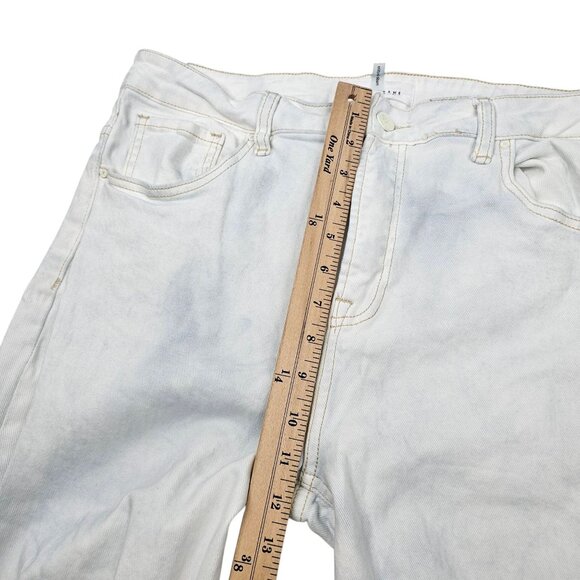 Risen Jeans Crop White with Faded Blue Tone High Rise Distressed Sz 1XL Stretch - Picture 10 of 15